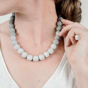Gray Ombre Concrete Pearl Necklace image 5