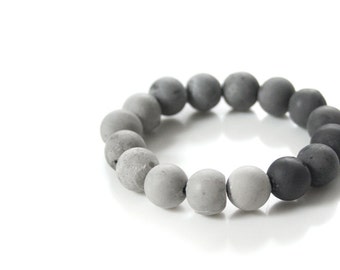 Bracelet en perle en béton | Bracelet gris | Perles grises | Bracelet perle moderne | Bracelet Ombre Gris | Ombre Bijoux