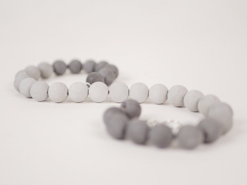 Gray Ombre Concrete Pearl Necklace image 7