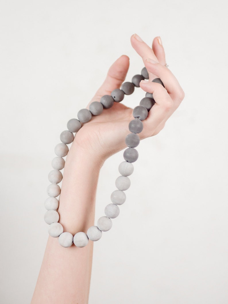 Gray Ombre Concrete Pearl Necklace image 6