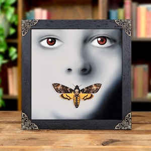 Silence of the Lambs Movie Poster Art with Death&#39;s Head Hawk Moth In Baroque Style Frame