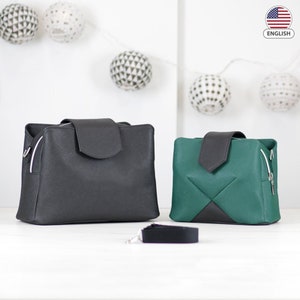 Adora Schultertasche Schnittmuster in 2 Größen, Handtasche mit drei Abteilen, Reißverschluss zumachen - Schnittmuster und Anleitung - t023, sofort Download