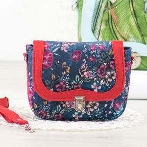 Patron de couture de sac à rabat Flora avec tutoriel, 2 tailles - sac à main bandoulière, messager (téléchargement PDF t005n)