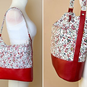 Hobo bag sewing pattern and tutorial, shoulder purse, floral handbag - t008