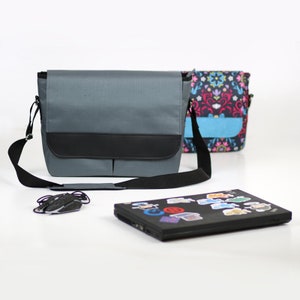 Patron de couture de grande sacoche pour ordinateur portable, modèle de sac messager pour homme et tutoriel - t017-L FR