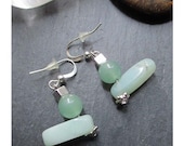quot Amazonite and Aventurine Pearls quot earring on silver metal