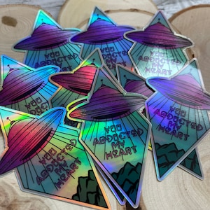 Abducted My Heart Sticker / Alien Sticker / Holographic Sticker / Valentines Day Sticker / Vinyl Sticker