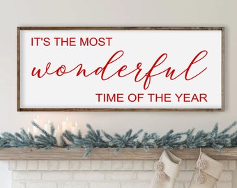 Christmas Sign, Its the Most Wonderful Time of the Year Sign | Christmas Sign |  Wall Sign | Large Christmas Sign