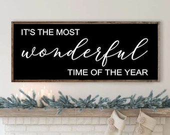 Christmas Sign, Christmas Décor, Its the Most Wonderful Time of the Year Sign, Wall Sign, Large Christmas Sign, Farmhouse Christmas Sign