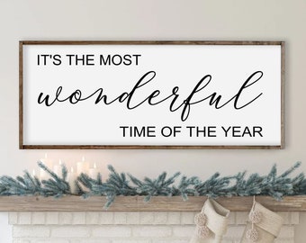 Christmas Sign , Christmas Décor, Its the Most Wonderful Time of the Year Sign ,  Wall Sign , Large Christmas Sign, Farmhouse Christmas Sign