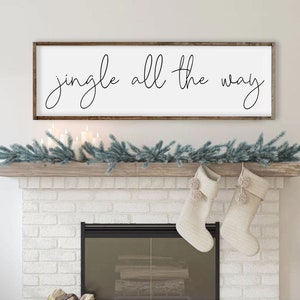 Jingle All The Way ,Christmas Wall Decor , Christmas Sign ,Farmhouse Sign, Wood Framed Sign
