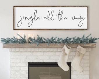 Jingle All The Way ,Christmas Wall Decor , Christmas Sign ,Farmhouse Sign, Wood Framed Sign