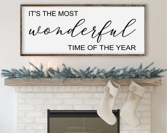 Christmas Sign, It's The Most Wonderful Time of The Year, Christmas Wall Art, Farmhouse Christmas Decor, Rustic Christmas Sign