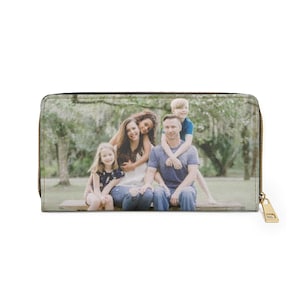 Billetera con cremallera de fotos personalizada, billetera personalizada, billetera de fotos familiares, billetera con cremallera para mujeres