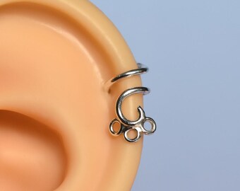 Aro de hélice con diseño de remolino paisley: pendiente de cartílago de plata de ley estilo bohemio, piercing de oreja ornamentado