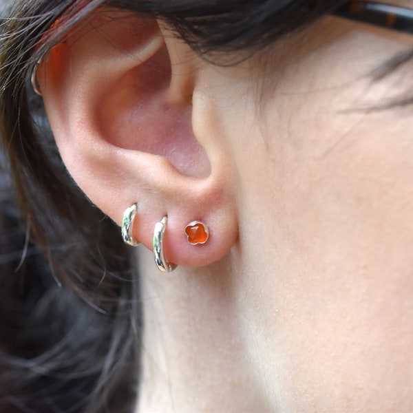 Carnelian Clover Stud Earrings