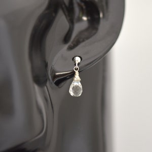 Aquamarine Drop Earrings, Sterling Silver Studs, March Birthstone Jewellery, Dainty Gemstone Earrings, Handmade Gift for Her