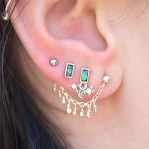 Australian Opal Earrings: Sterling Silver Inlay Tassel Drops