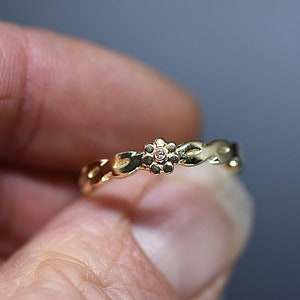 Geweven ring met madeliefjes, sterlingzilver of 9kt goud geweven ringband