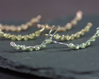 Peridot Ear Climbers, Sterling Silver Climbers Peridot Ear Crawlers Gold Ear Cuff Peridot Earrings August Birthstone Rose Gold Ear Crawlers