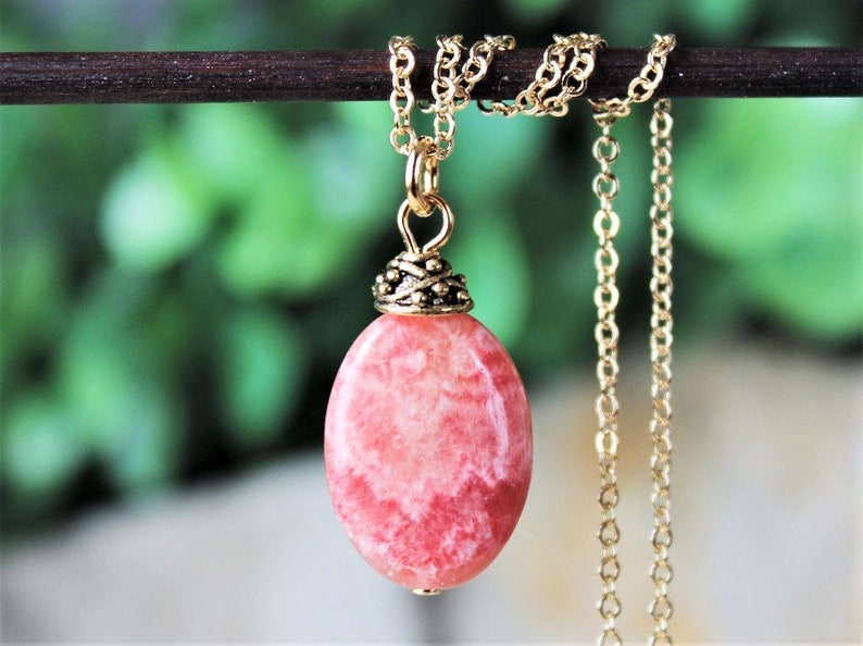 Pink Rhodochrosite Gemstone Pendant image 1