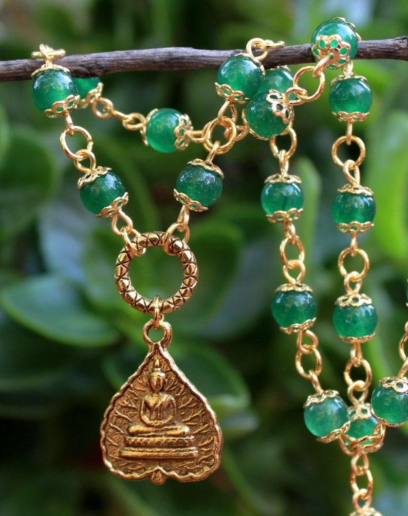 Buddha Pendant Beaded Necklace.green Jade Stone.infinity | Etsy