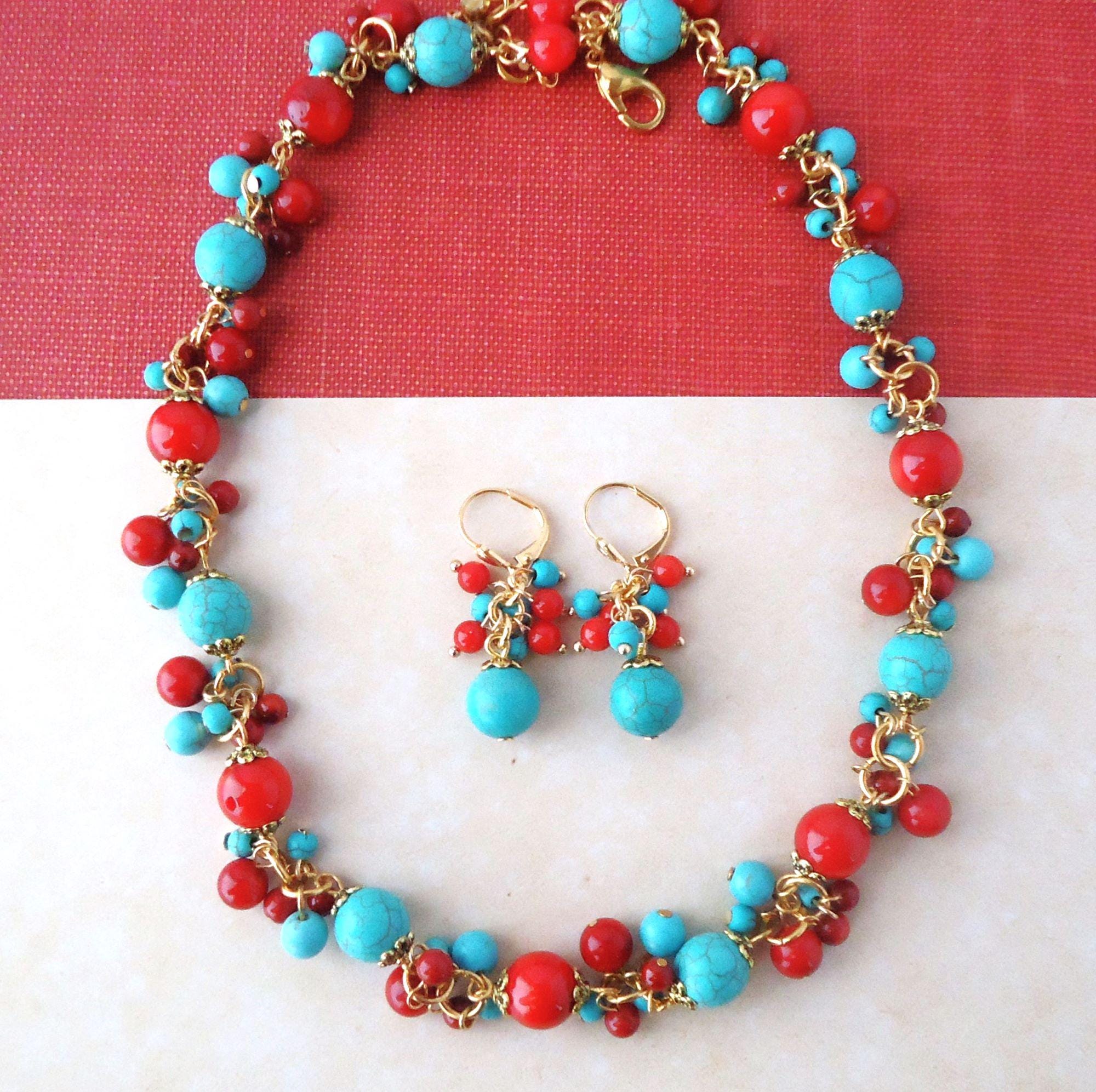 red dress turquoise jewelry Memorial Day Ready in Red & Turquoise