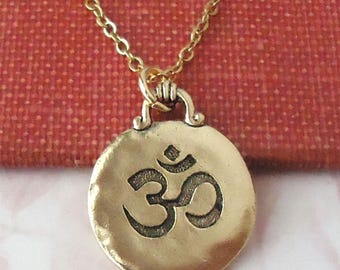 Ohm Pendant Necklace:  Gold Silver Chain, Yoga Spiritual Statement Jewelry, Gift, Handmade