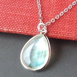 Mother Of Pearls Pendant Necklace, White MOP, Sterling Silver Chain, Ivory, Bridesmaid, Statement, Bridal, Layering, Gift, Handmade