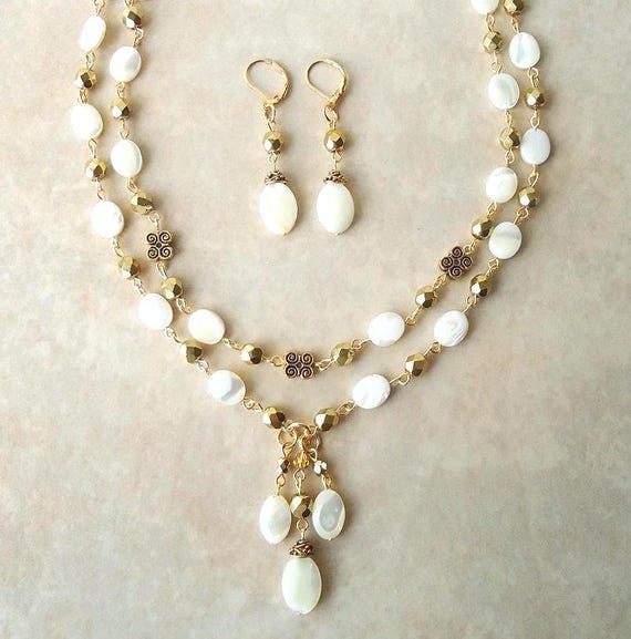 Coiris Set Gioielli Donna Con Collana 5 Strati In Madreperla Naturale E Orecchini A Conchiglia – Bigiotteria Estiva - 2