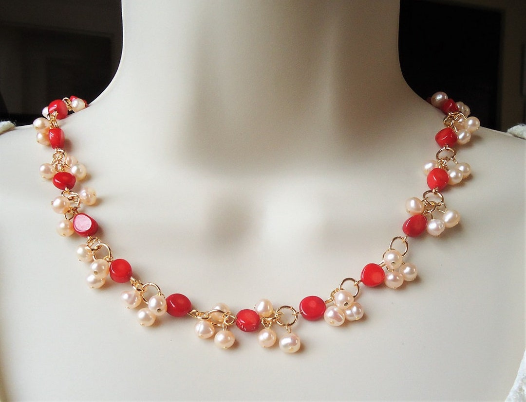 Collier En Corail Rouge Naturel Méditerranée - Grosse Perle - Prestigieux - Neuf Sans Emballage
