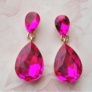 Pink Swarovski Kristall Strass Ohrhänger: Gold Braut Statement Schmuck, Geschenk, handgemacht