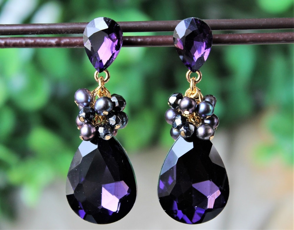 Amethyst Crystal Dangle Earrings