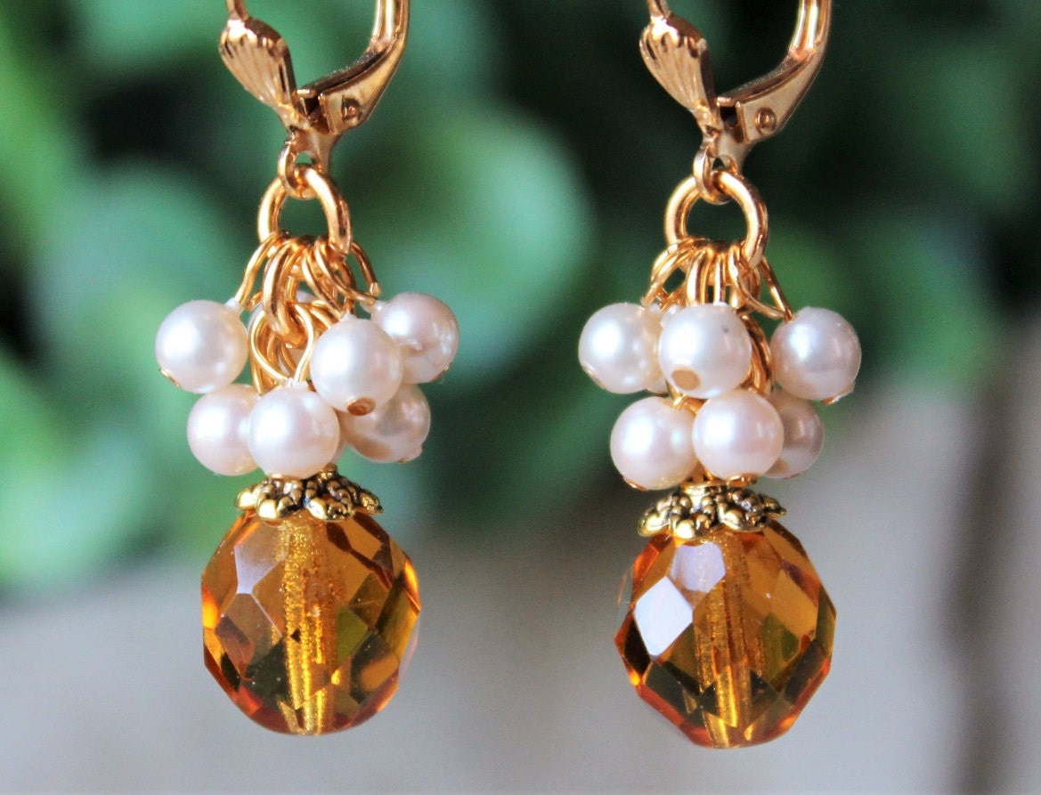 Citrine Crystal Cluster Earrings