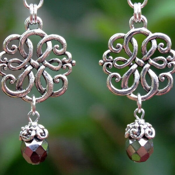 Crystal Dagger Sterling Silver Charm Dangle Earrings main image 1