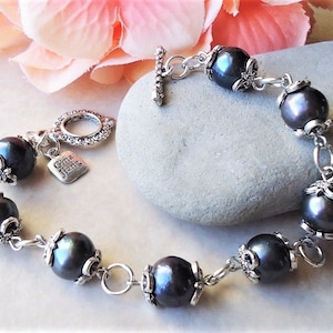 Perlenarmband, Süßwasserperle, Toggle, Silber, Gold, Valentinstag, Braut, Geburtstagsgeschenk, Statement, formal, handgemacht
