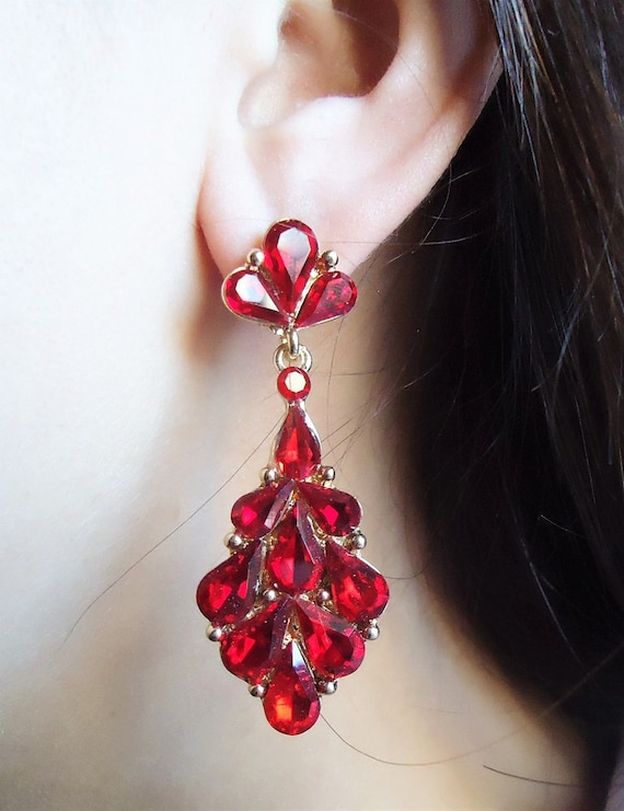 Swarovski Scarlet Emerald Cut Crystal Earrings - Verdier Jewelry