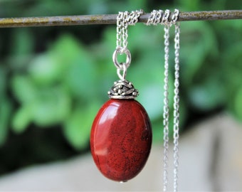 SatinCrystals Jasper Red Necklace 32 Specialty One-of-Kind Rectangle Beaded Stone Smooth Grounding Energy Knotted S05 SatinCrystals Jasper Red Necklace 32 Specialty One-of-Kind Rectangle Beaded Stone Smooth Grounding Energy Knotted S05