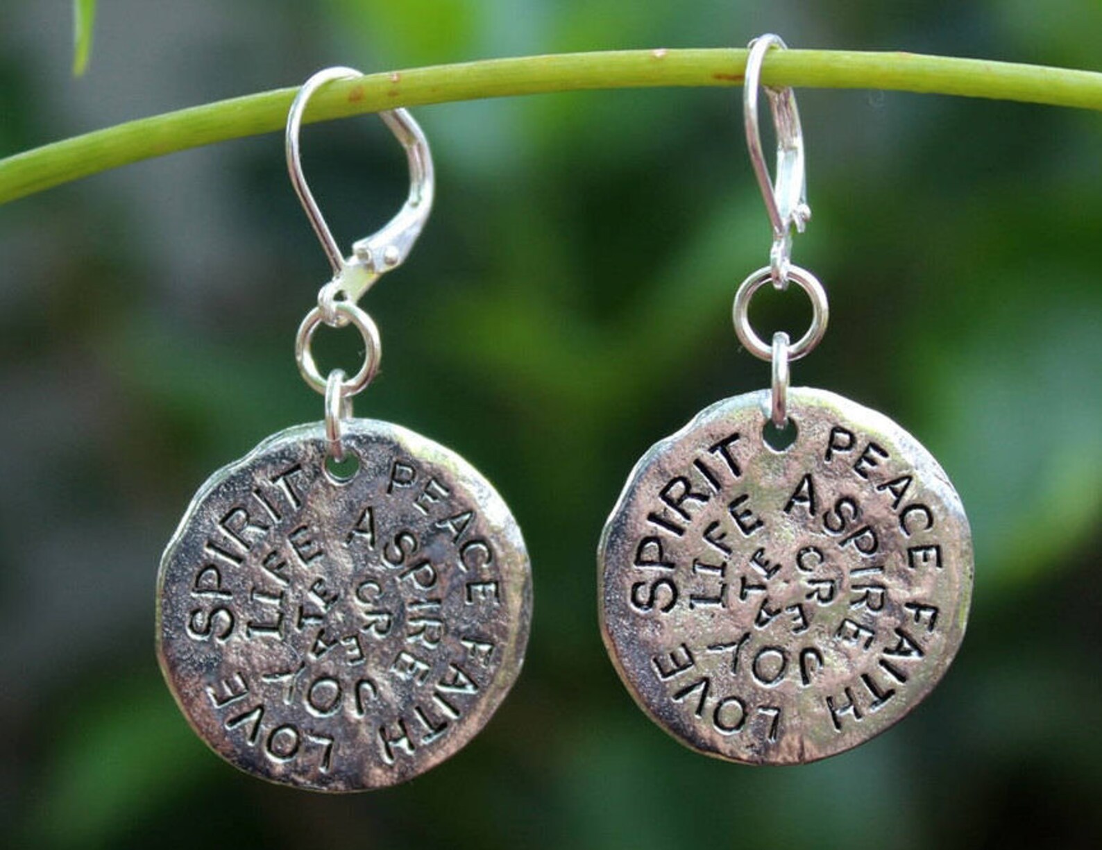 Inspirational Words Dangle Earrings.Metal Etsy