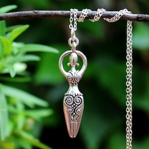 Goddess Pendant Necklace, Fertility, Sterling Silver Chain, Midwife, Doula, Bridal, Venus, Earth Mother,  feminine, Pregnant, Gift, Handmade