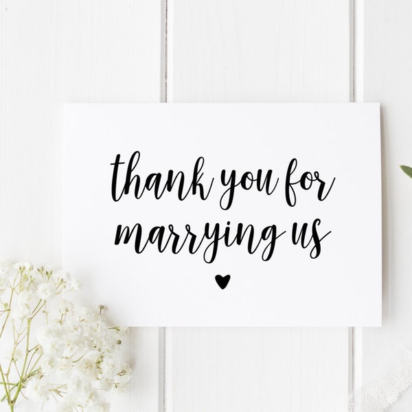 Thank You Wedding Card, Thankyou Officiant Card, Thank You For Marrying Us, Card To Priest, Card To Judge, Thank You Officiant Wedding Card