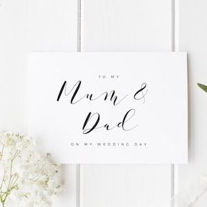 Parents Wedding Day Card, To My Mum And Dad Wedding Day Card, Parents Card, Calligraphy Wedding Card, To My Parents On My Wedding Day Card
