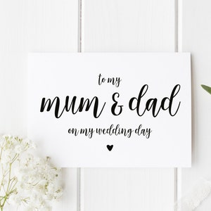 Parents Wedding Day Card, Mom And Dad Wedding Day Card, Parents Card, Pretty Wedding Card, To My Mum And Dad On My Wedding Day Card