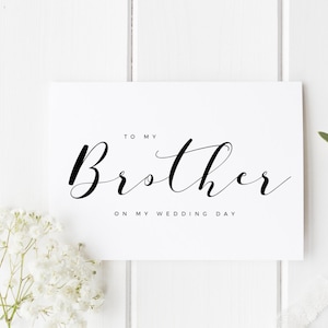 À mon frère le jour de mon mariage, carte de mariage de frère, carte de calligraphie, carte pour le jour de mariage d'un frère, carte de la mariée le jour du mariage