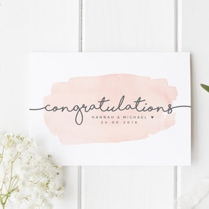 Personalized Wedding Card, Newly Married Couple Greeting Card, Watercolour Congratulations Wedding Card, Personalised Wedding, Happy Couple