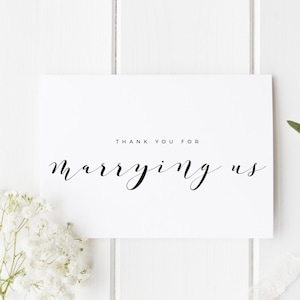 Merci de nous avoir épousés, carte de remerciement pour célébrant, carte de remerciement de mariage, carte pour prêtre, carte pour juge, carte de remerciement pour célébrant de mariage