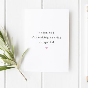 Carte de mariage merci, merci de mariage pour faire notre journée si spécial, demoiselle d'honneur Merci Carte, Demoiselle d'honneur, Carte d'invité de mariage