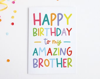 Brother Birthday Card, Amazing Brother Birthday Card, Happy Birthday Brother Card, Best Brother Card, Colorful Little Brother Birthday Card