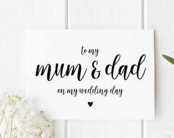 Parents Wedding Day Card, Mom And Dad Wedding Day Card, Parents Card, Pretty Wedding Card, To My Mum And Dad On My Wedding Day Card