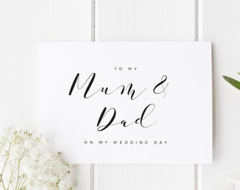 Parents Wedding Day Card, To My Mum And Dad Wedding Day Card, Parents Card, Calligraphy Wedding Card, To My Parents On My Wedding Day Card